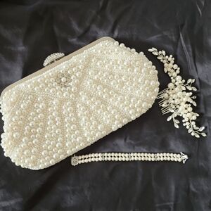 Bridal Clutch, Hairpin & Bracelet